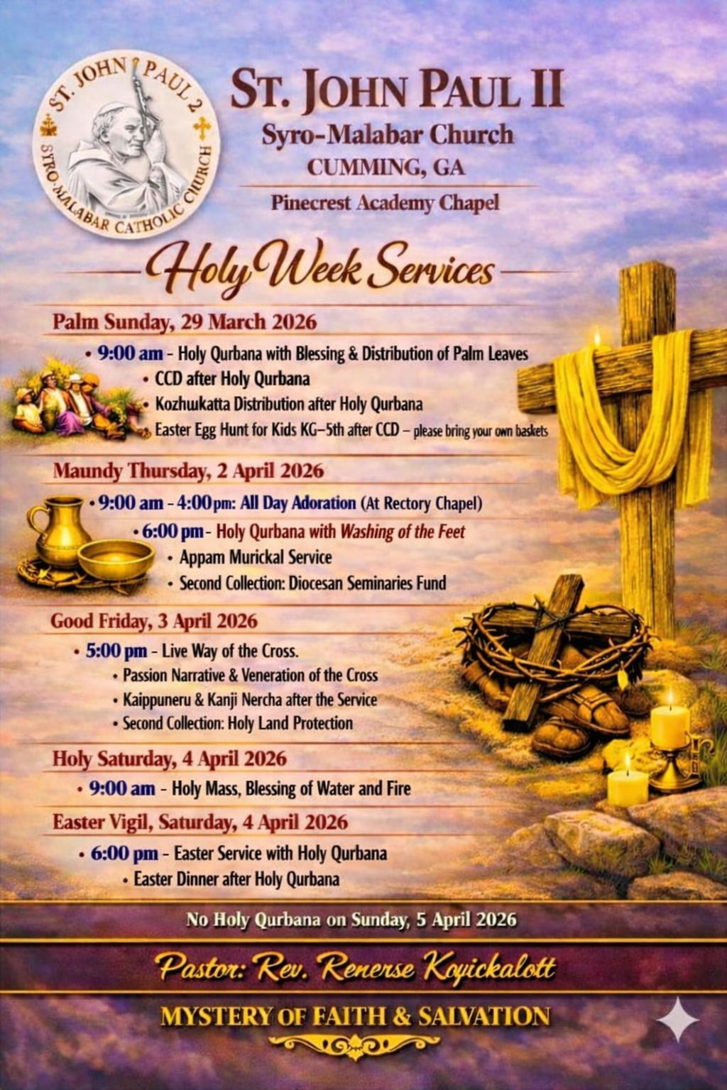 Holy Week Mass Schedule